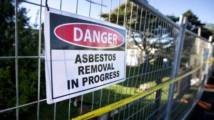 Asbestos work area warning sign
